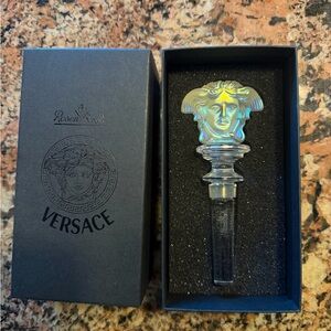 Versace Iridescent Medusa Head Glass Bottle Stopper in Rainbow Sheen